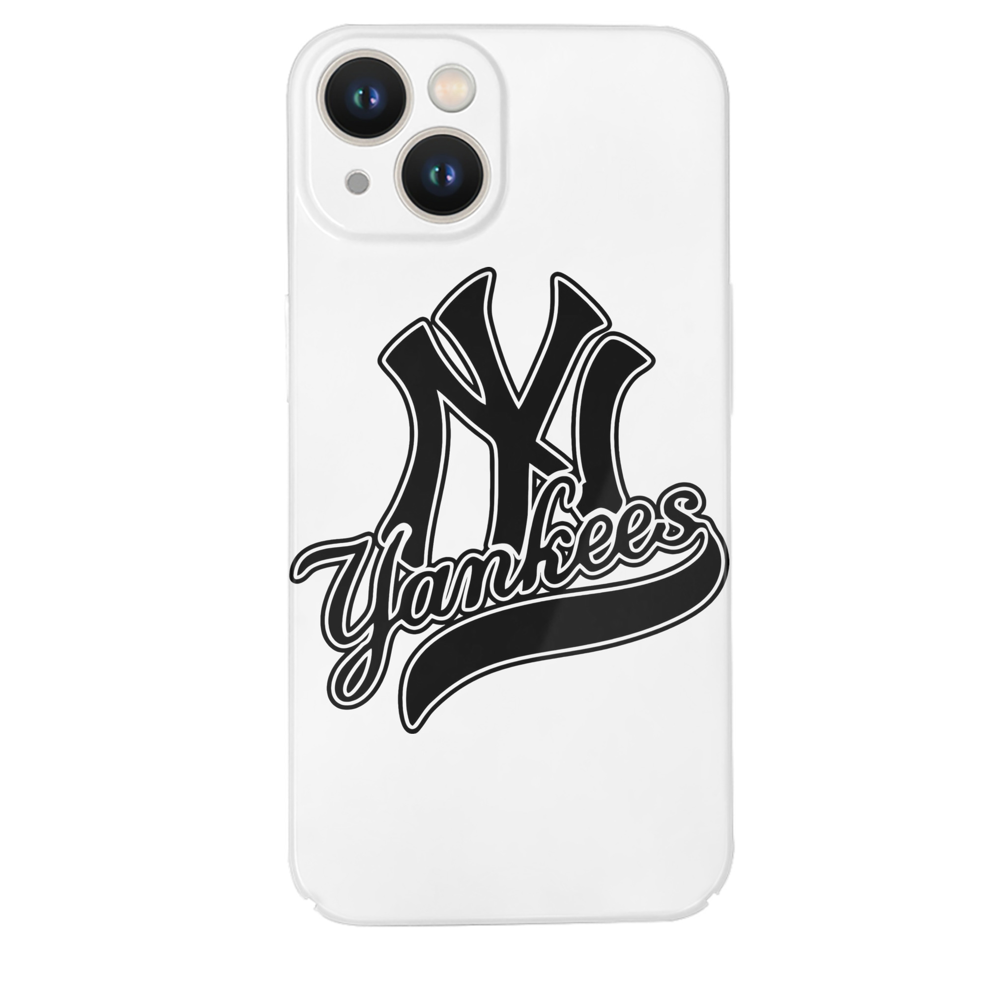 New York Yankees Black Logo IPhone 14 Series Full-Cover Hard Case – Shockproof With Raised Camera Protection – Precise Cutouts, Wireless Charging Compatible – Durable, Anti-Yellowing, Easy To Clean